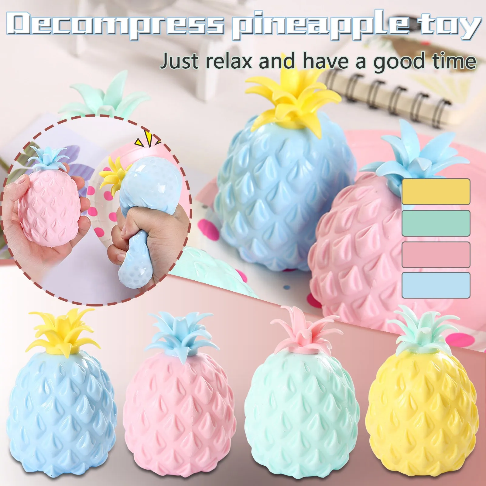 5PC Fidget Toy  Sensory Set Infinity Cube Pineapple Stress Ball Dimple Toy 