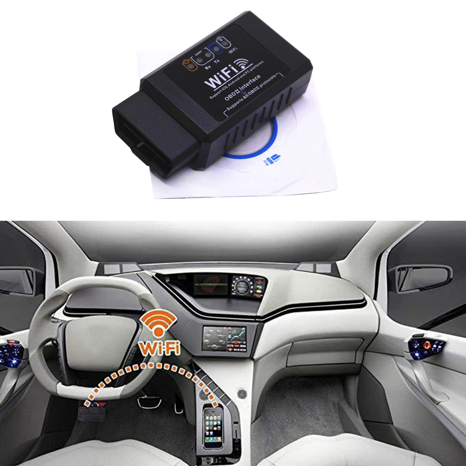 WiFi OBD2 Scanner Wireless Code Reader Car Diagnostic Tool Read Check Engine Light & More for iPhone/Android/Windows