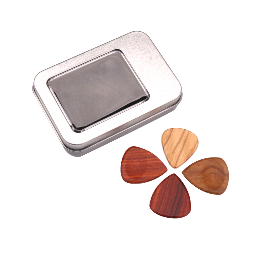 4x Guitar Plectrums Picks with 1x Iron Case Durable Finest Portable