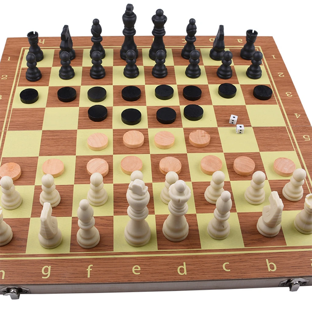 Folding 39x39cm Wooden Chess Set Chessboard Board Game for Kids and Adults