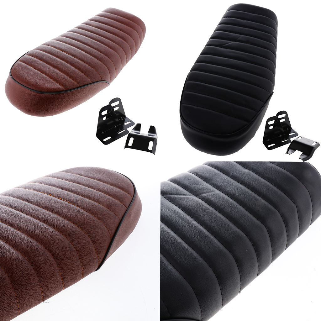 Waterproof Flat Brat Universal Cafe Racer Seat Vintage Saddle For HONDA CG125 with Mounting Accessories
