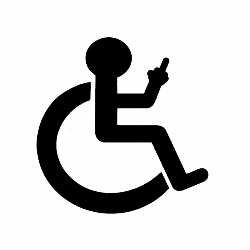 Autoaufkleber, personalisierte kreative Aufkleber, Rollstuhl-Mittelfinger, lustige Aufkleber, wasserdicht und Sonnenschutz, PVC, 13 x 13 cm – Detail 1