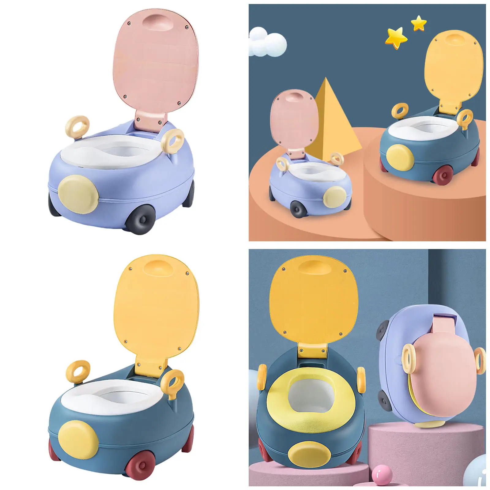 Fun Car Toilet Training Seat Non Slip Bathroom Trainer Safety for Boys Girls