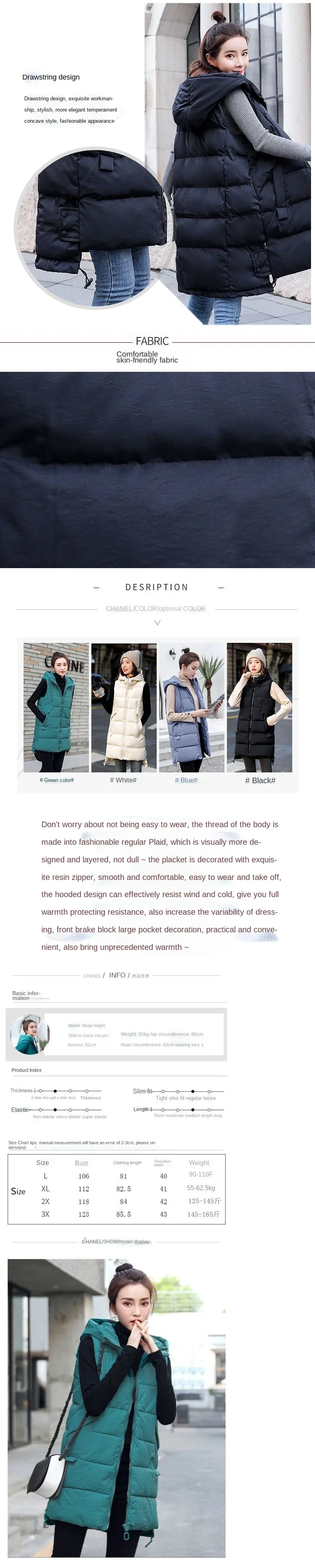 Down Coats 2021 New Autumn And Winter Women's Vest Loose Mid-Length Women's Waistcoat Large Size Women's Sleeveless Jacket bubble coat women