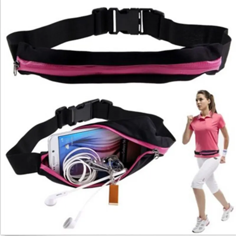 Mayitr Unisex Single Double Sports Waist Bum Bag Fitness Running Belt Pouch Travel Waist Pocket Jogging Sports Adjustable Strap