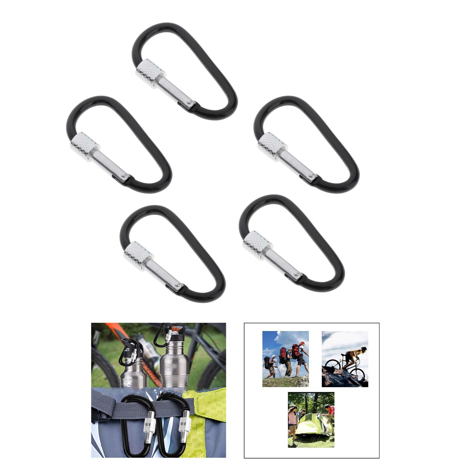 5x Carabiner Clips Hiking Keychain Dog Leash D-Ring Buckle Backpack Accessories