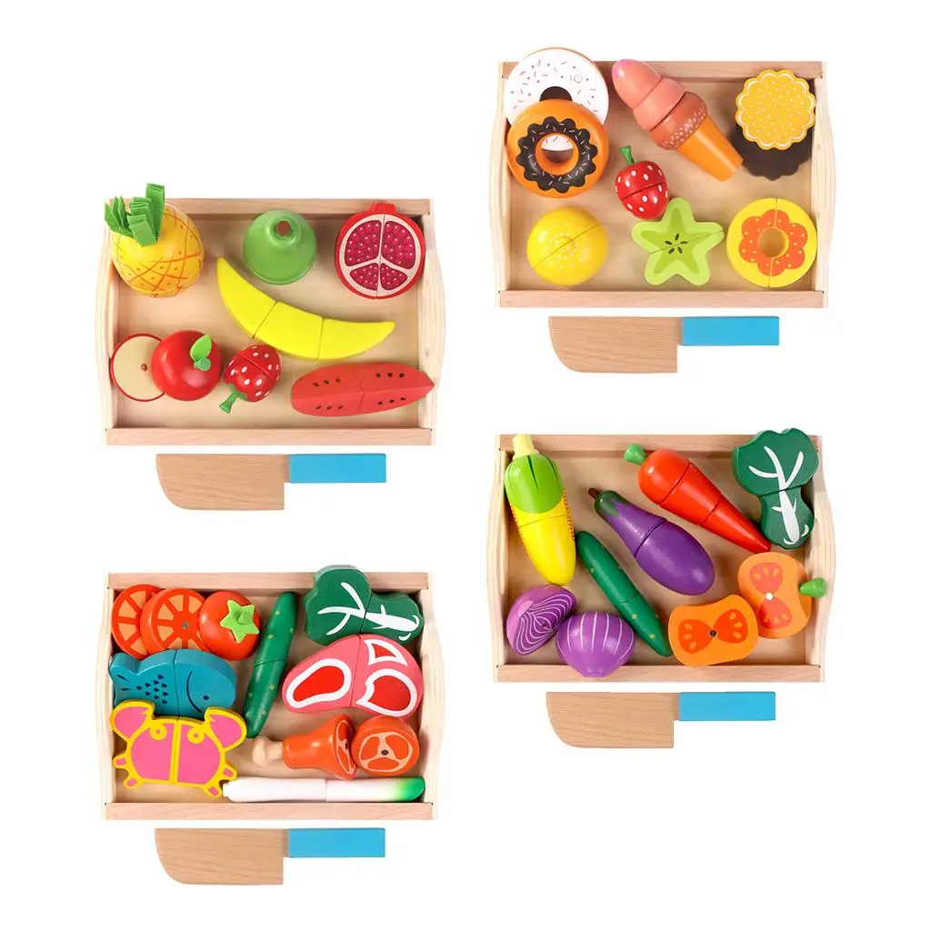 Pretend Play Food Toy for Kids Play House Cutting Food Plasyset Montessori Classic Role Play Party Game Birthday Gift