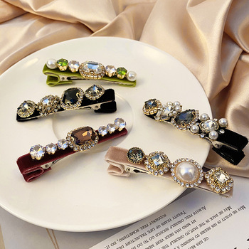 Retro French Hairpins Imitation Pearl Crystal Rhinestone Hair Clips Hair Barrettes for Women Girls Hair Accessories Gifts Mother 21