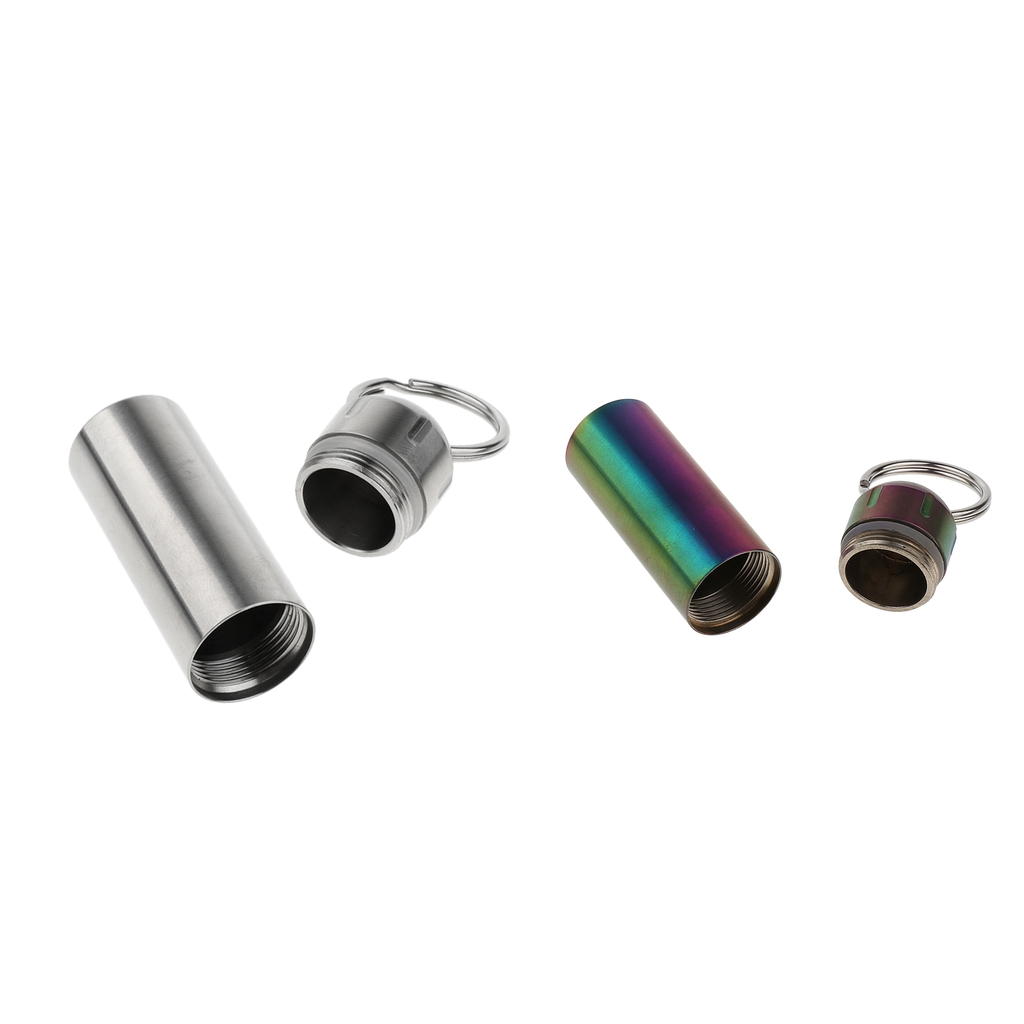 Stainless Steel Waterproof Pill Box Outdoor Keychain Tablet Holder Mini Small Items Container Bottle Outdoors