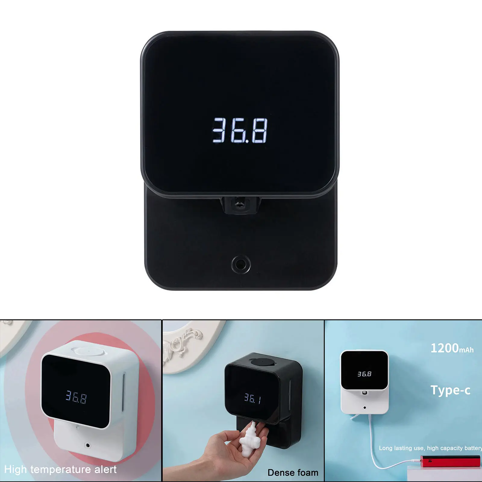 430ml Wall Mount Induction Soap Dispenser Adjustable Soap Dispensing Volume Touchless Sensor Machine for Bathroom Restaurant