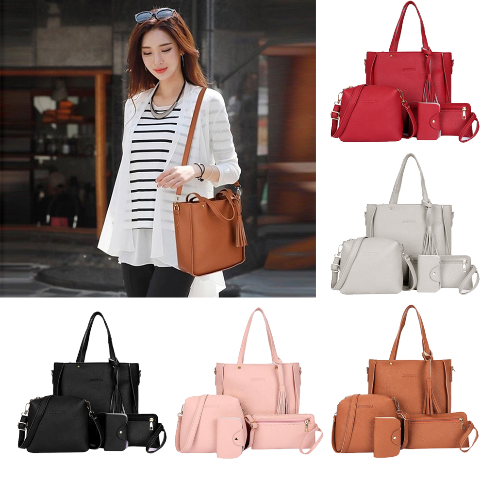   Bag Set PU Leather Tote Bags Casual Handbags Sling Bag Set Shoulder Bag