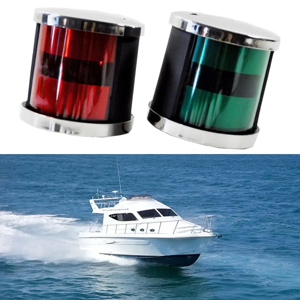 LED Navigation Lights Green and Red 316 Stainless Steel Sidelights Fit for Marine Sailing