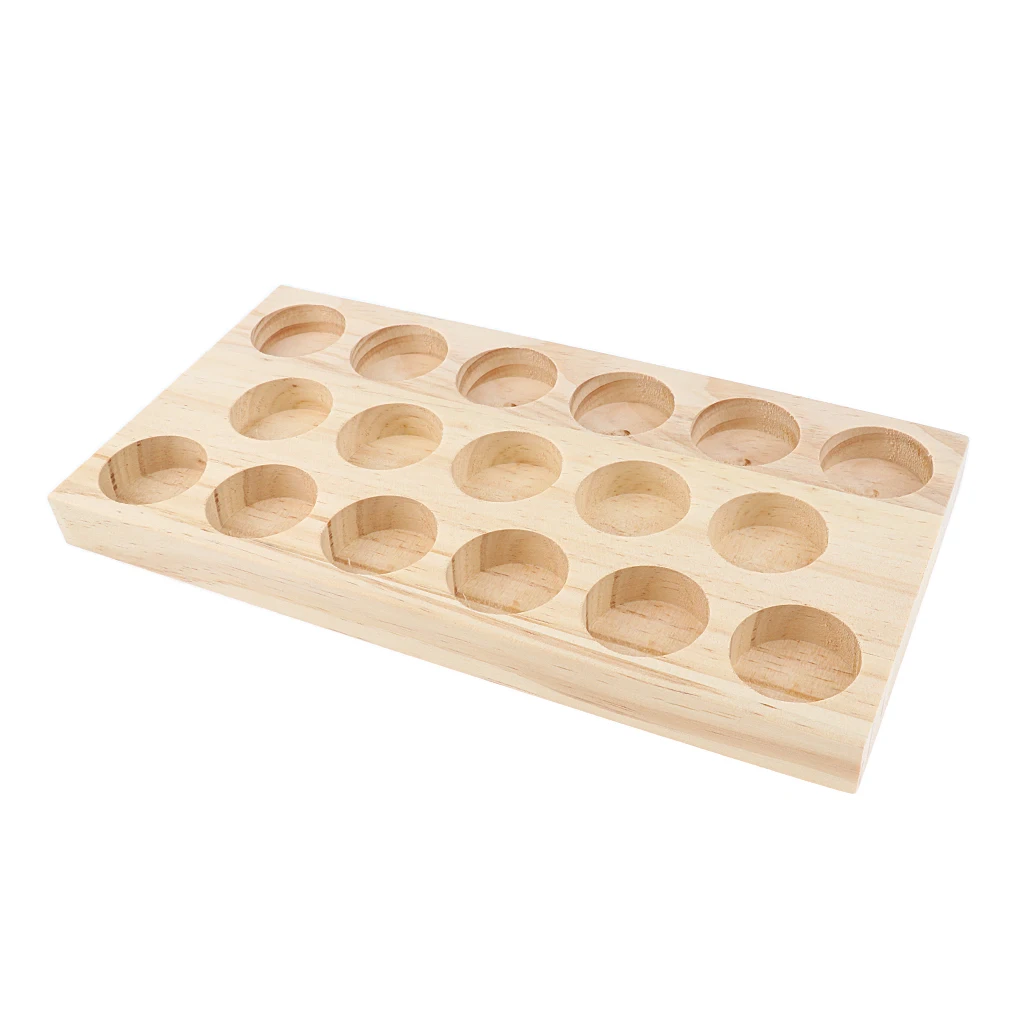 NATURAL WOOD Perfume Cosmetic Makeup Essential Oil Display Storage Organizer Rack Stand for 17 Pieces 30ml Vials