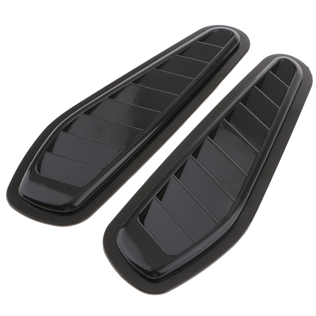 2Pcs Car Decorative Stylish Turbo Bonnet Hood Side Vent Grille Cover Black