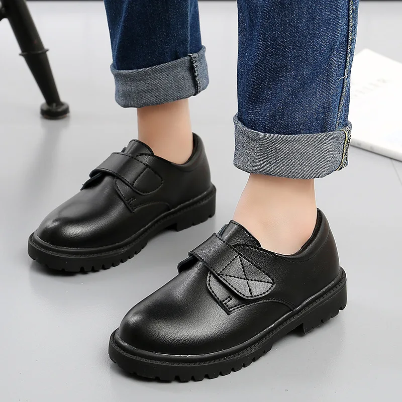 comfortable sandals child Boys Shoes Children Leather Shoes For Big Kids Teenagers Size 27-38 For Big Boy Formal Wedding Shoes British Style Simple Black extra wide fit children's shoes