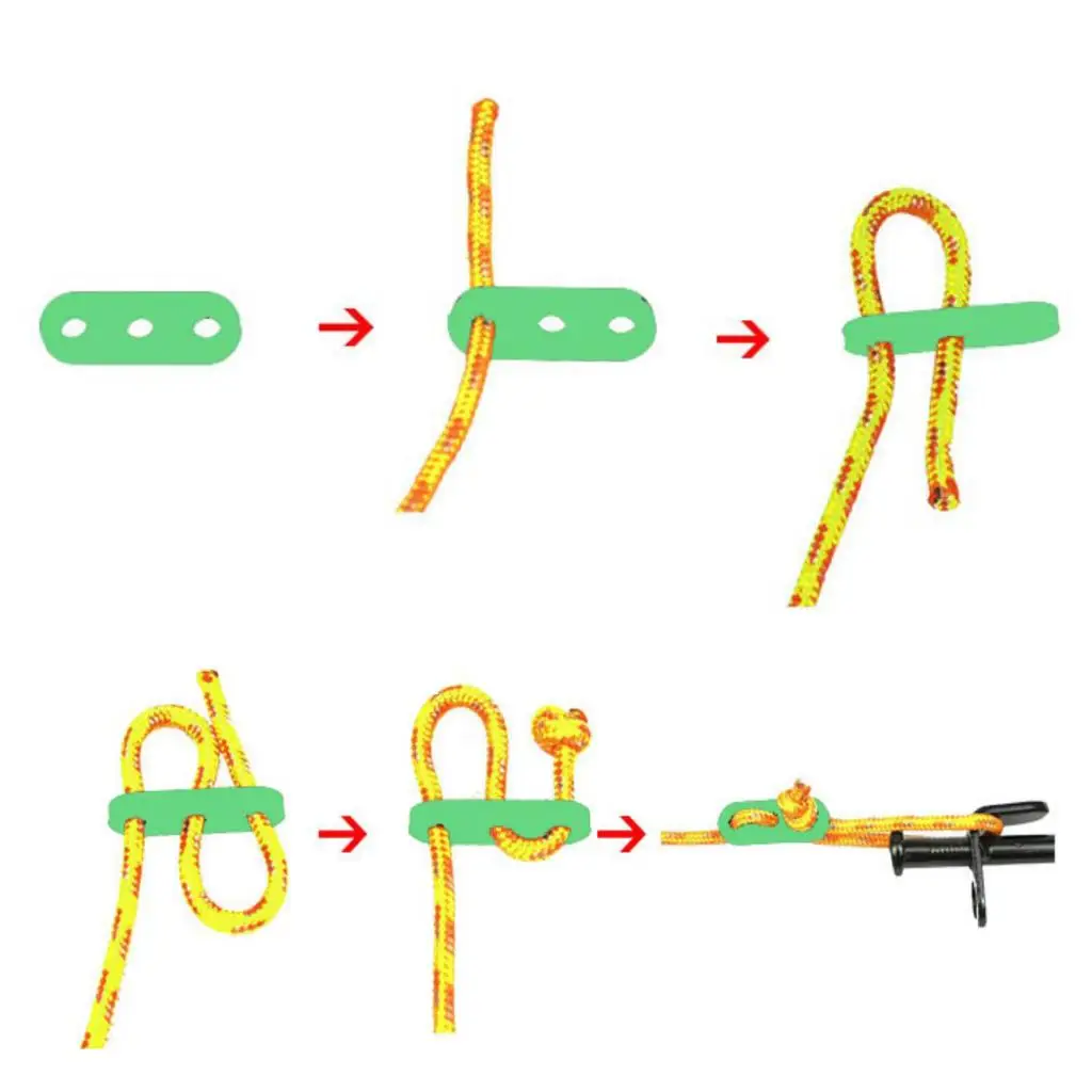 4x10pcs 5mm Plastic Luminous 3-Hole Camping Tent Cord Rope Adjusters Runners