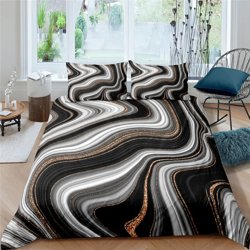 Bedding Set Luxury 3D Marble Texture Print Comfortable Kid Duvet Cover Pillowcase Home Textile Single/Queen/King Size Bedclothes