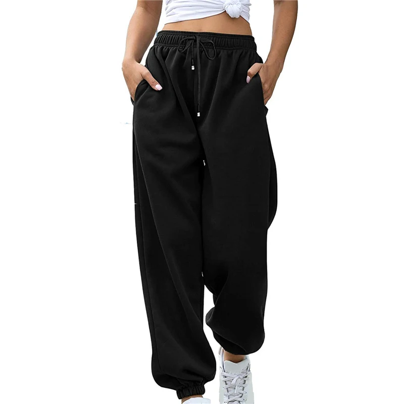 sólida cintura alta solta sweatpants hip hop streetwear calças esportivas