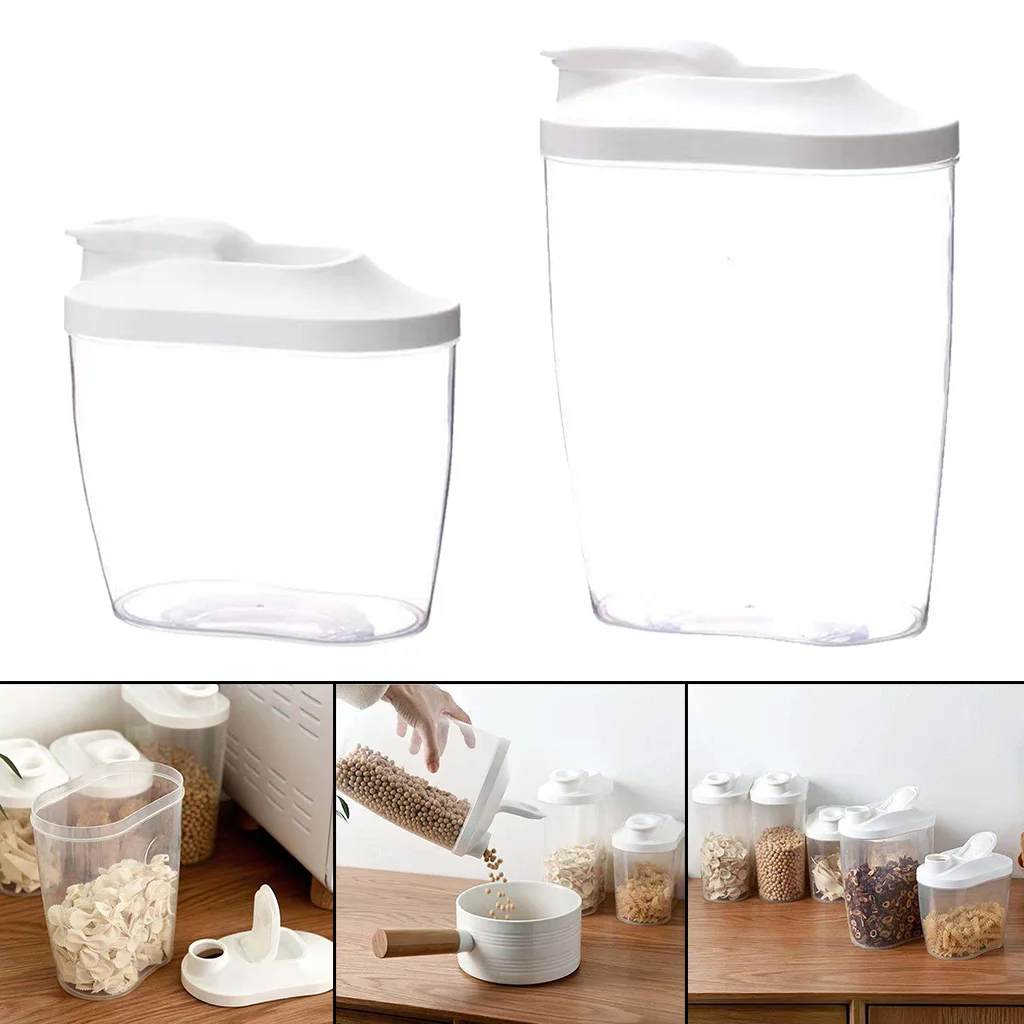 Clear Plastic Cereal Storage Container Flip Open Lid Pasta Rice Dry Food