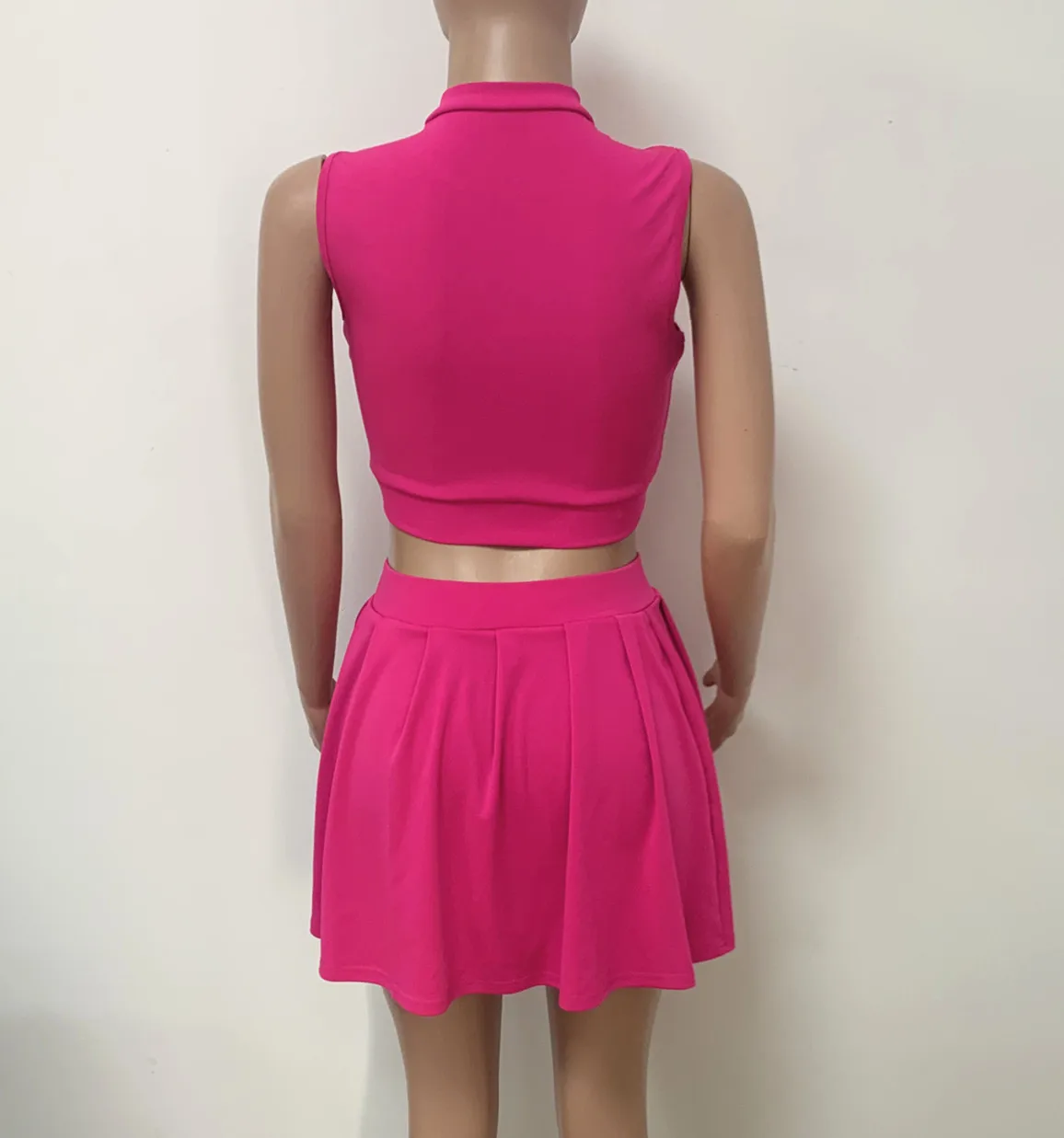 Summer Sleeveless Pleated Skirt Short Sets Women Sleeveless Crop Top and Mini Skirts Sexy Two Piece Sets 2021 Casual Clothings pant suit