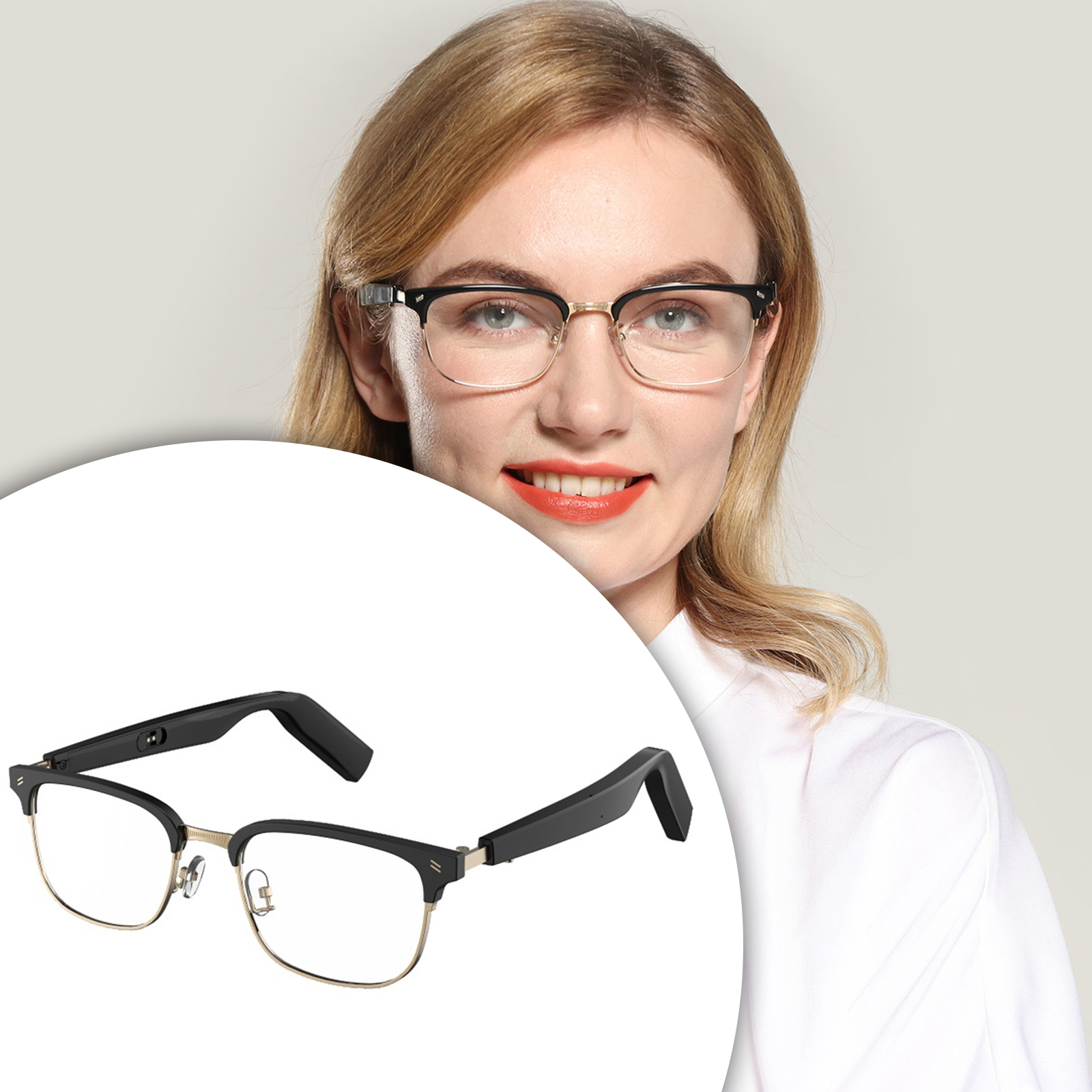 Smart Glasses Voice Control Lightweight Anti-Blue Lens for Meeting Traveling