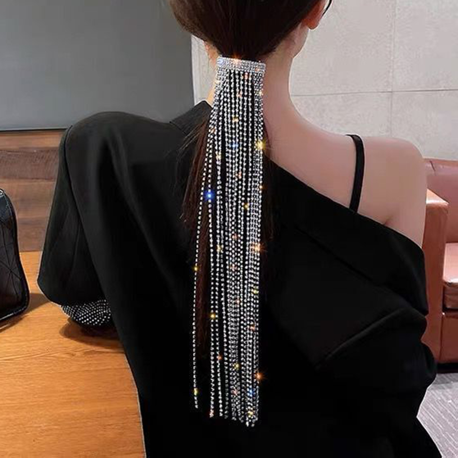 Crystal Rhinestone Beads Dangle Hairpin Hair Clip Bridal Hair Accessories Tassels Drop Hair Pins Girls Ponytail Holder