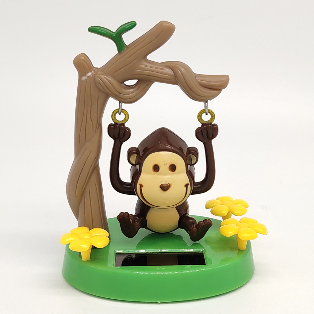 Solar Powered Dancer Monkey Toy Shaking Head Cartoon Doll Kids Toy Car Decor