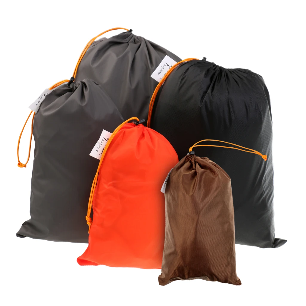 5pcs Stuff Sacks Drawstring Nylon Shoe Bags, Dirty Bag For Clothes Storage