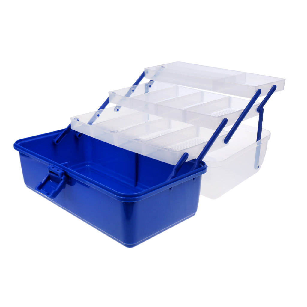 3/4 layers Waterproof Fishing Tackle Box Tray Fishing Hooks Lures Baits Storage Case Ladder Shaped Container