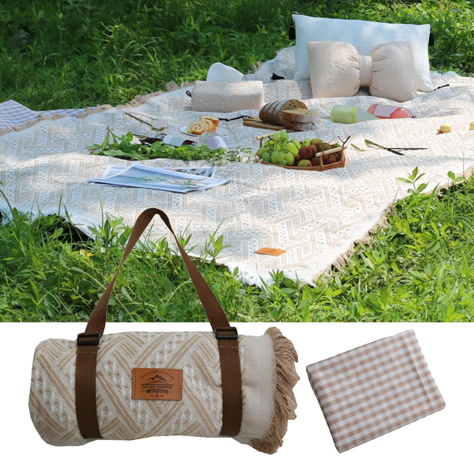 Picnic Blanket Canvas Portable Picnic Mat Ultralight Beach Blanket Ground Travel Mat Outdoor Mattress Camping Mat