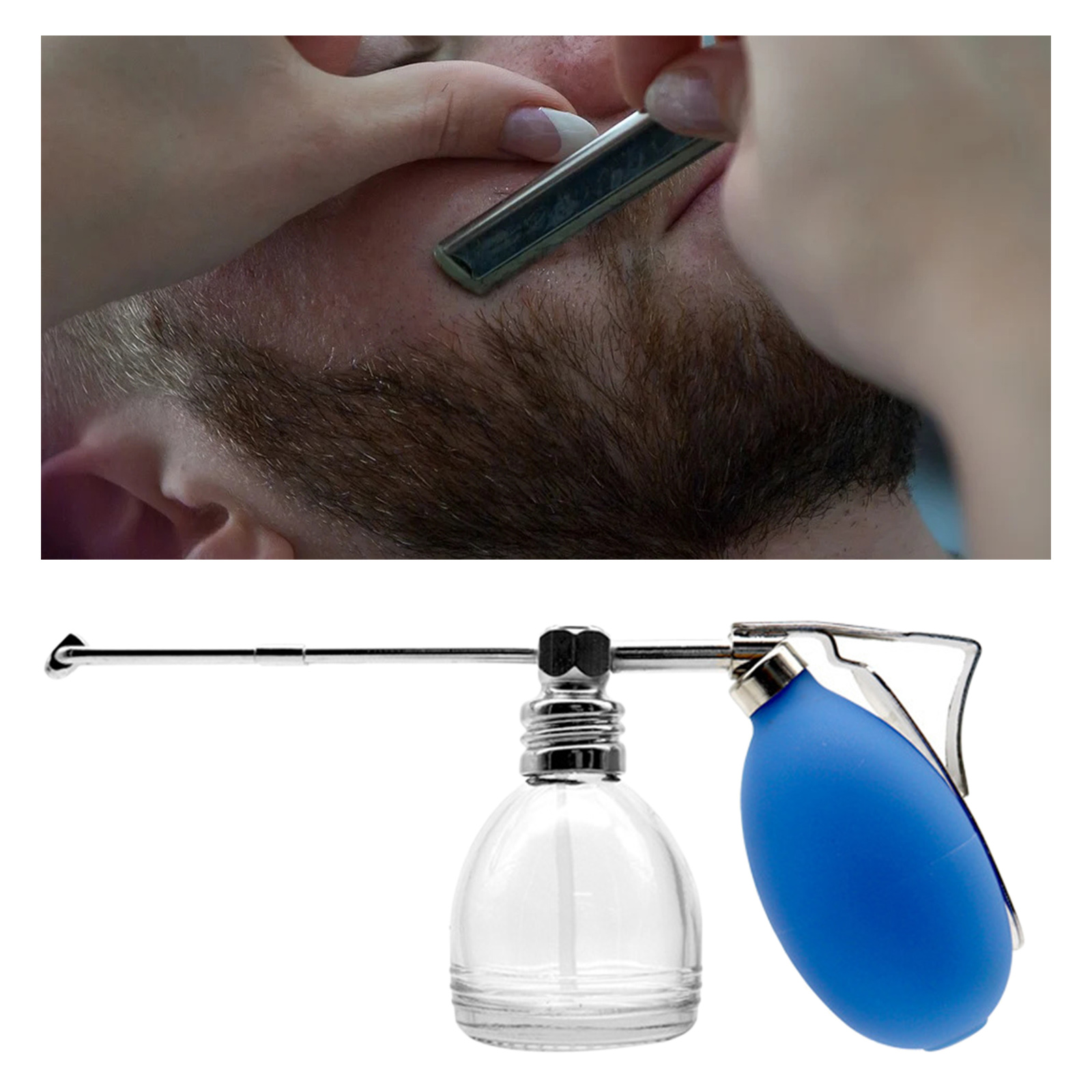 Silicone Powder Blower Puffer, Barbers Talcum Men's aftershave lotion Dispenser Bottle, Hair Fiber Applicator Hair Salon