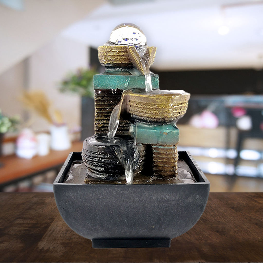 Tabletop Water Fountain Water Fountain Waterfall Fountain Zen Meditation Indoor Waterfall Chinese Fengshui Ornaments