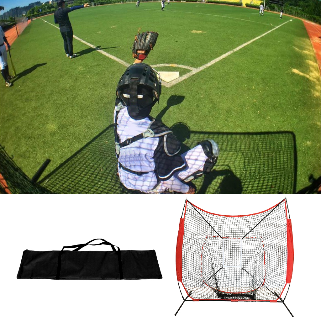 7ft Baseball & Softball Practice Hitting Net Frame Baseball Strike Zone Pitching Practice Screen Nets Training Aid Equipment