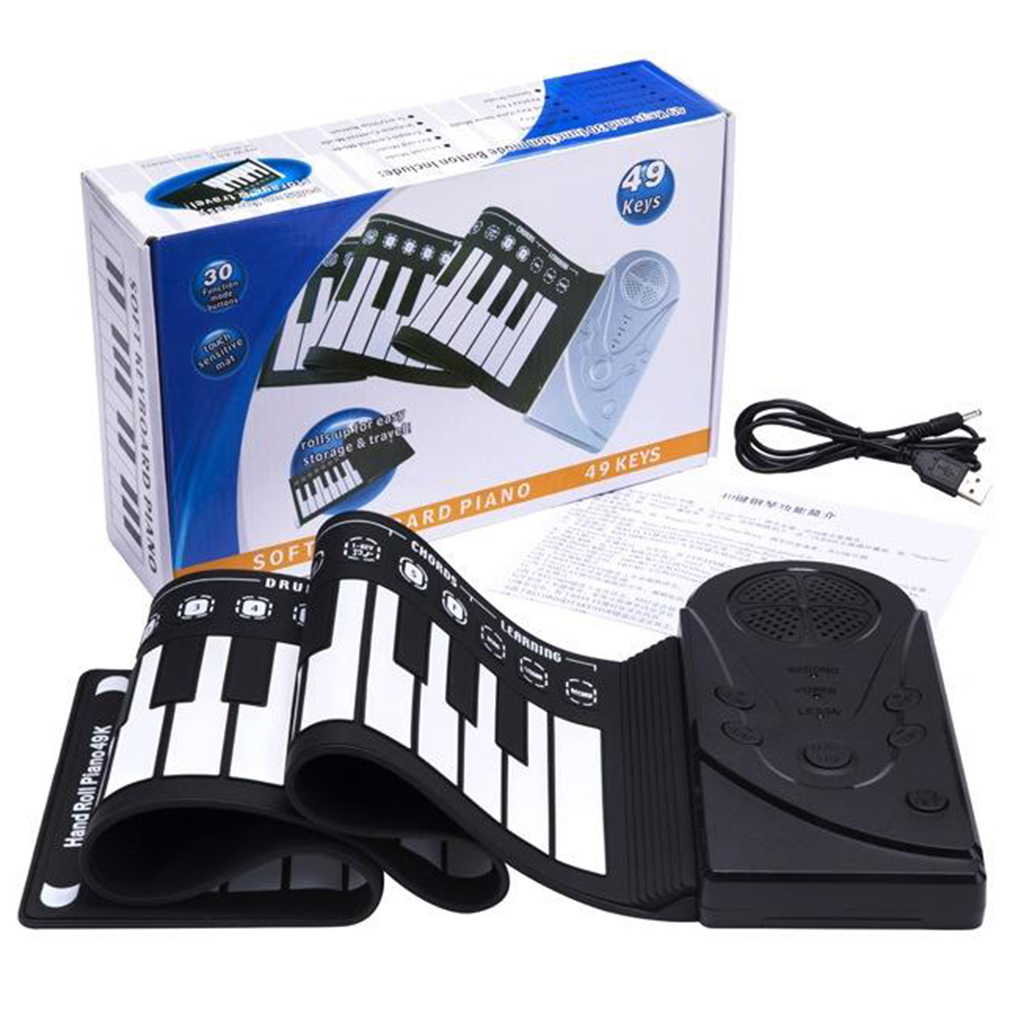 Electronic 49 Keys Roll Up Piano Keyboard Recording Feature for Beginners