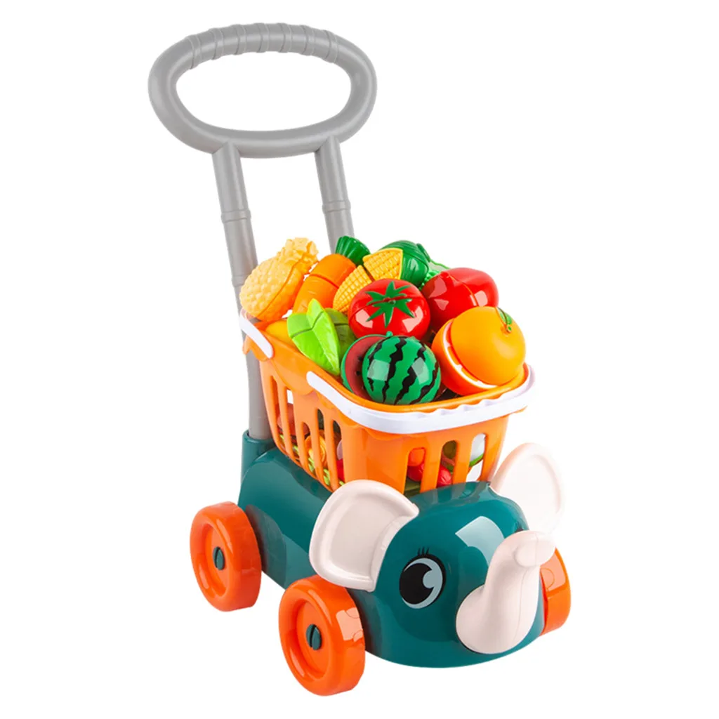 Supermarket Shopping Cart Pretend Play with Vegetable Fruit Playing Toy