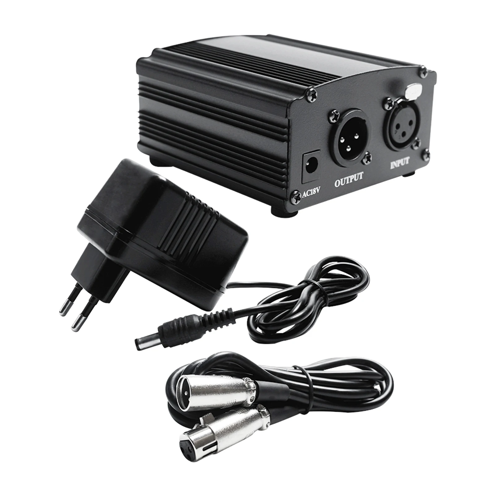 48V Phantom Power Supply with Charging Cable for Microphone Device Equipment