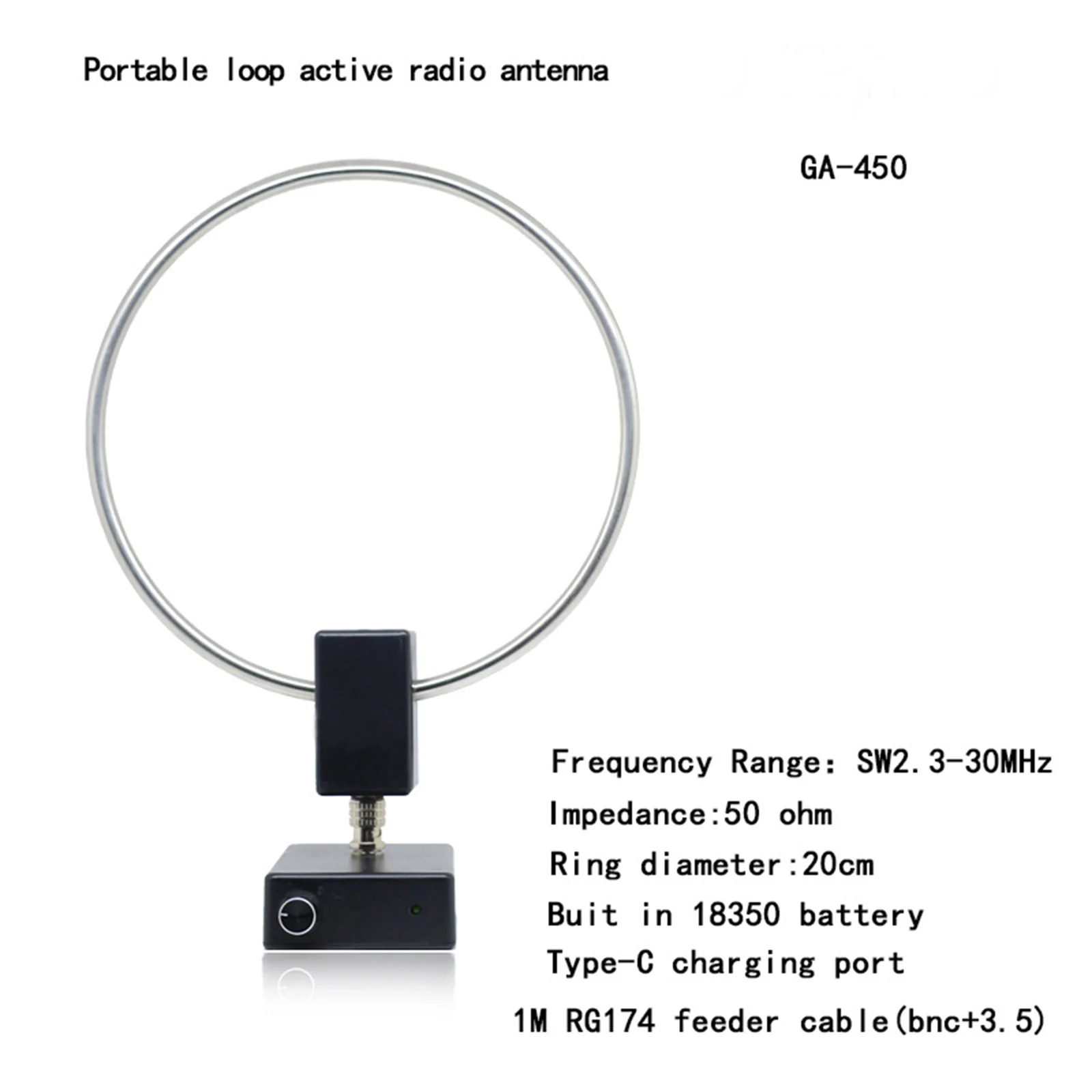 GA450 Loop Antenna SDR Short Medium Wave Radio Antenna SW2.30-30MHz