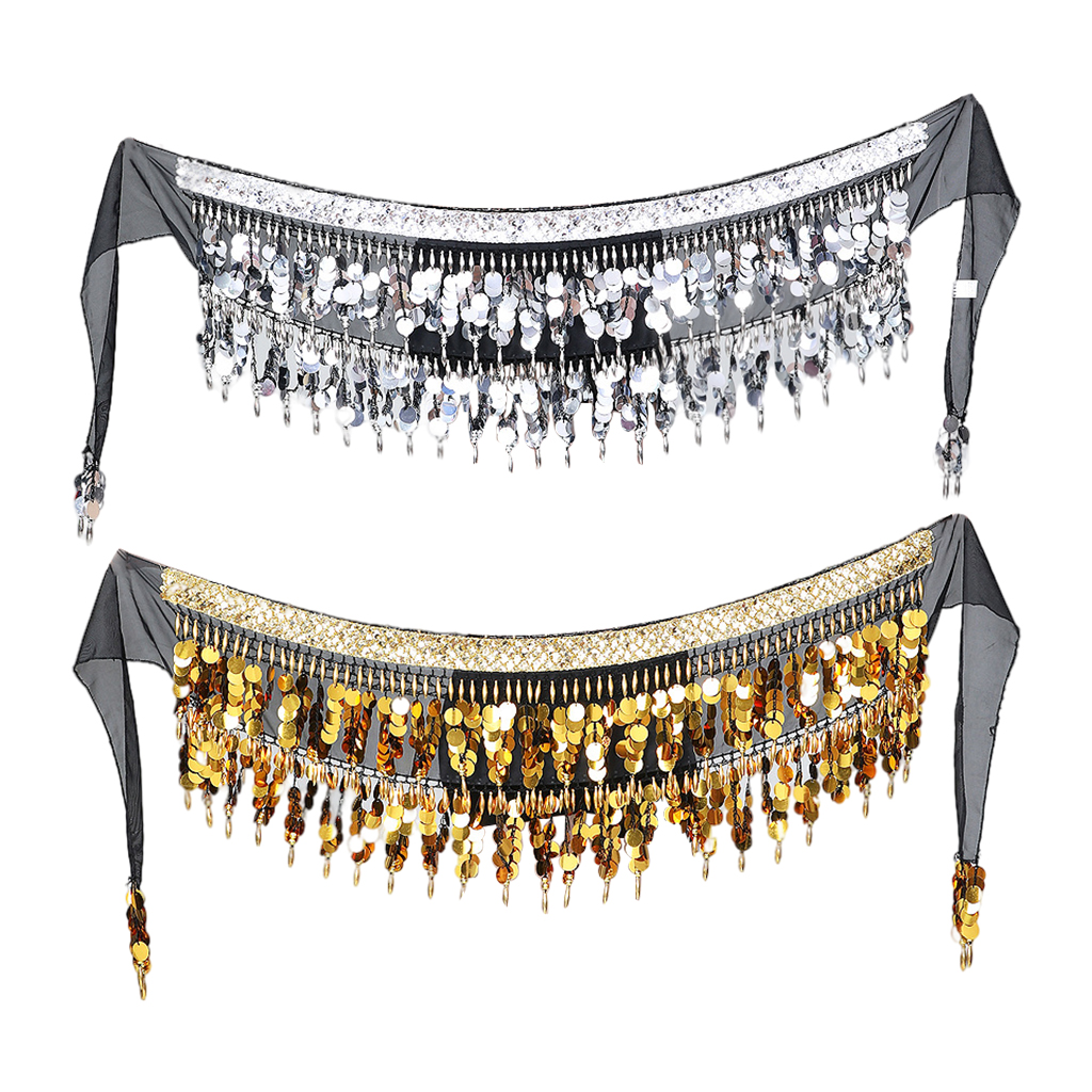 Belly Dance Belt Costumes Sequins Tassel,Belly Dance Hip Scarf for Women,Chiffon Hip Skirts Belts Indian Dance Waist Chain