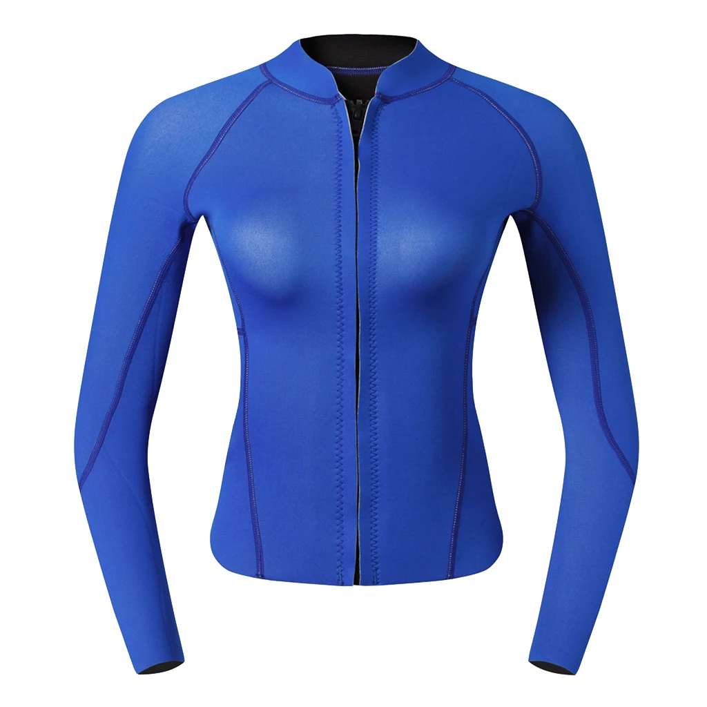 Women Wetsuit 2mm Suit Top Shirt Diving Swimming  Jacket Blue