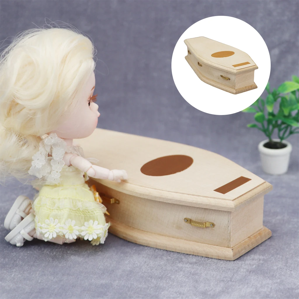 1/12 Doll House Miniature Coffin Simulation Model Furniture Halloween Decor
