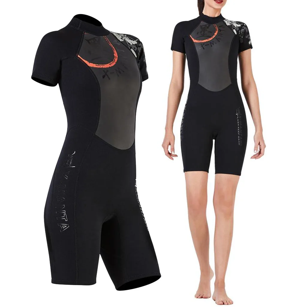 3mm Neoprene Lady Short Sleeve Wetsuit Dive Shorty Suit Snorkeling Full Suit