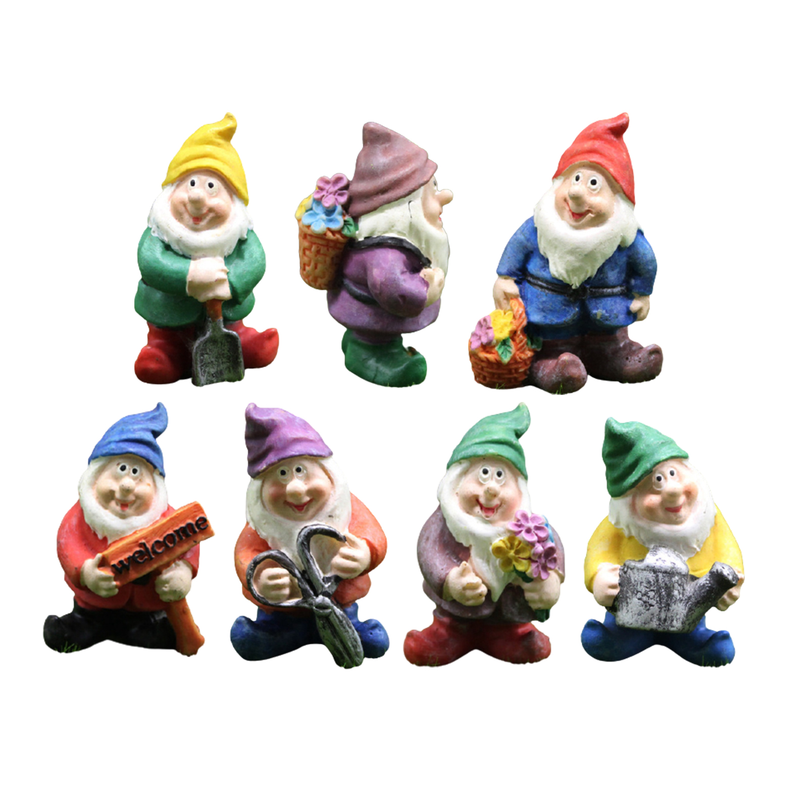 Seven Dwarfs Resin Mini Gnomes Statue Fairy Gardens Decoration Miniature