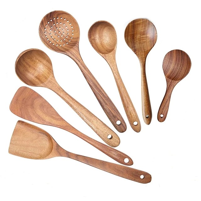 Wooden Kitchen Utensils Set Large Flipper, Small Flipper, Cooking