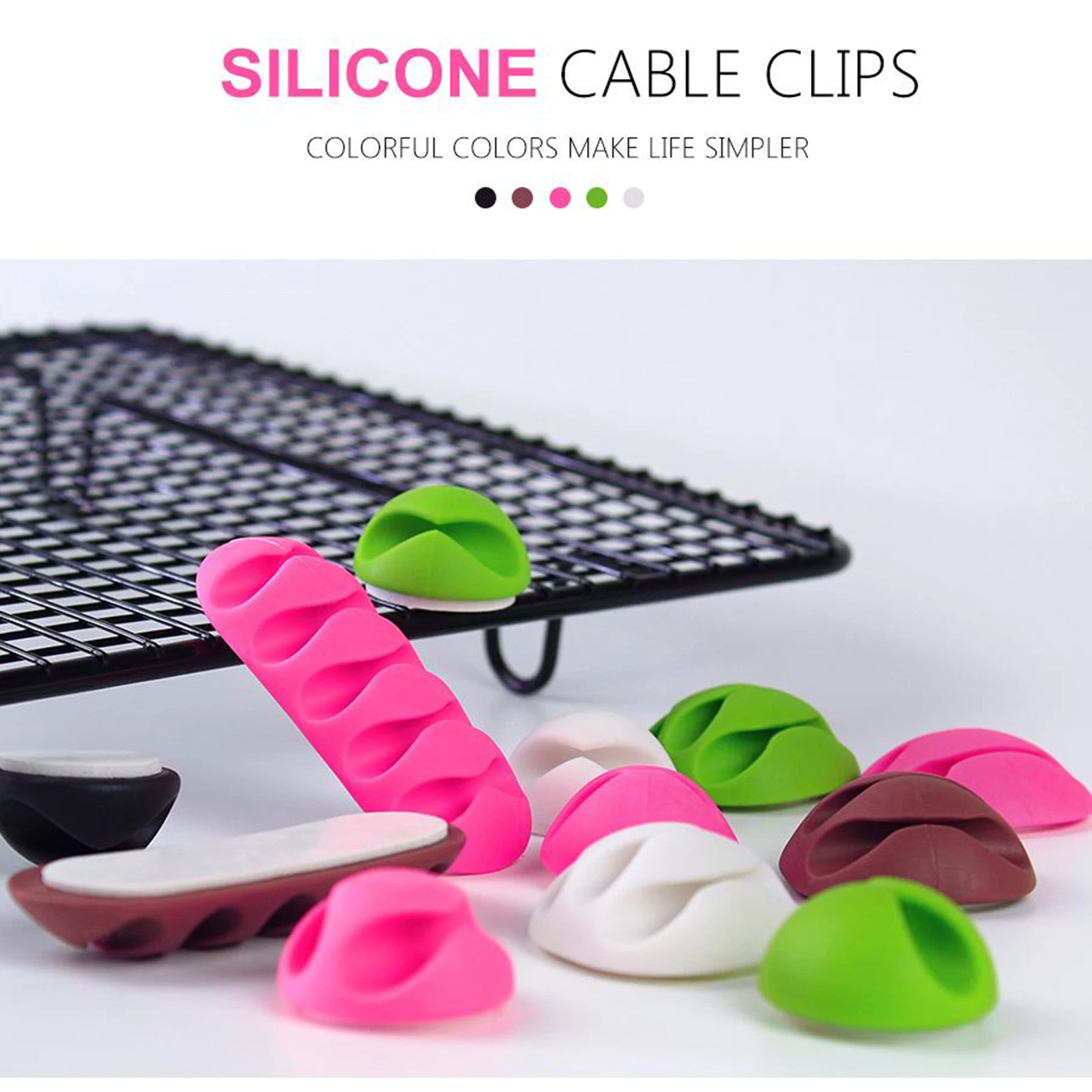 10pcs Cable Clip Desk Desktop Wall Winder Earphone Cord Lead Organizer Wire USB Charger Wire Holder Clips Kit Cord Management