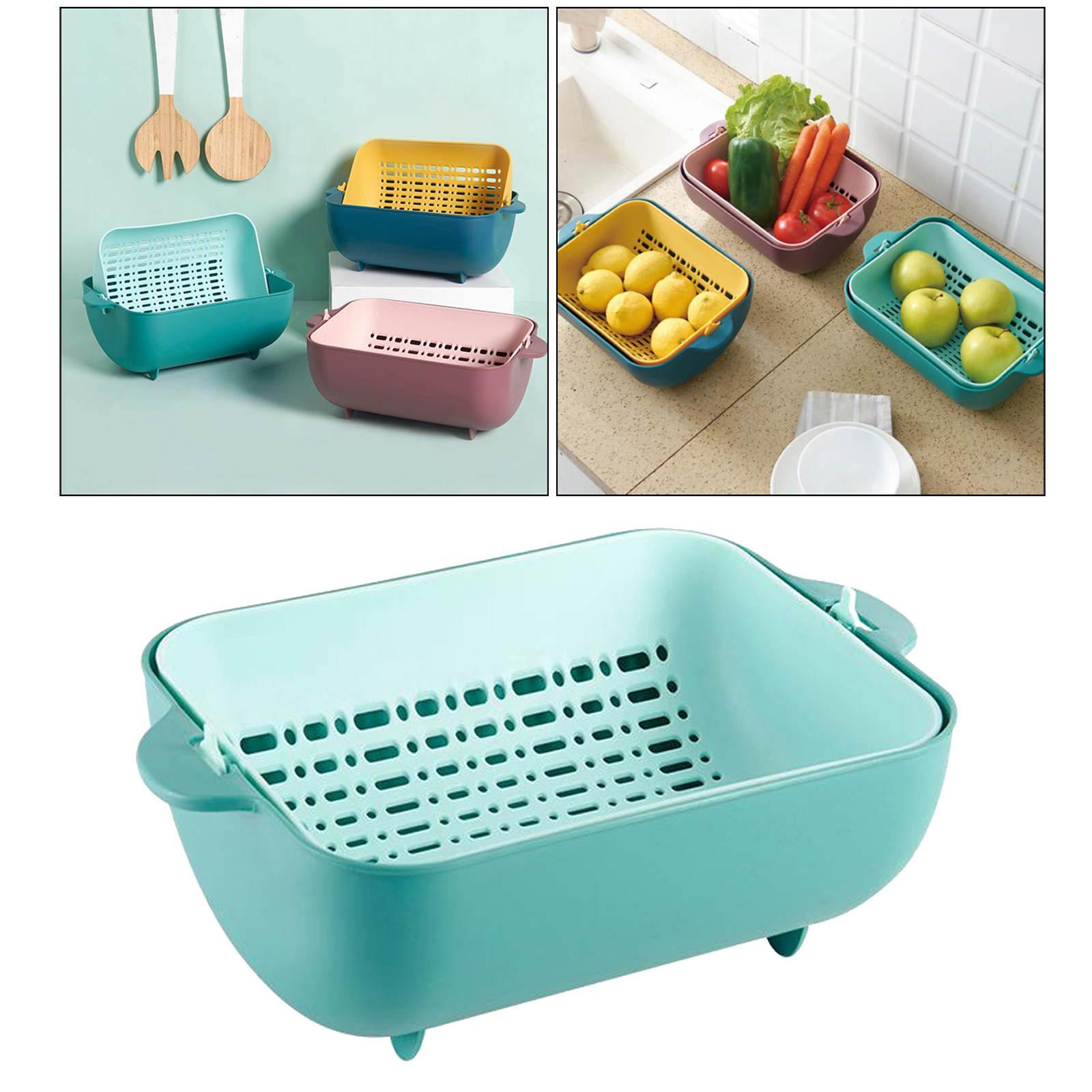 2-in-1 Multifunction Colander/Strainer Bowl Set Separation Rotatable Washing