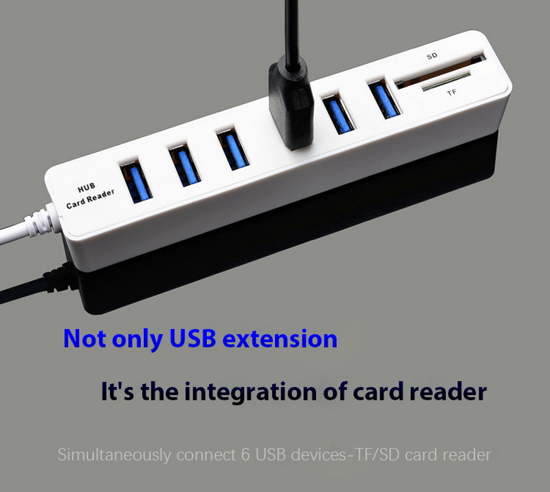 USB HUB COMBO 8Port Splitter Card Reader Computer Hub Combo Extender