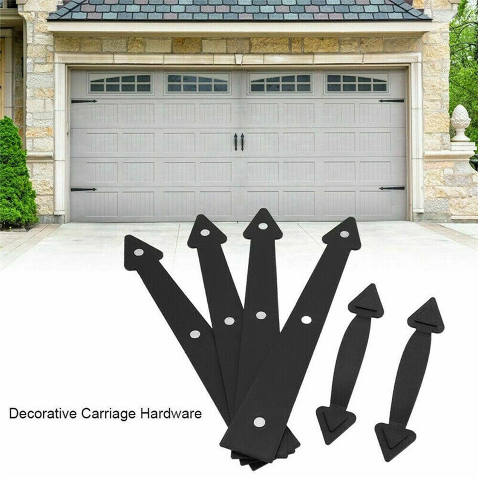 6pcs/set Magnetic Garage Door Handle Black Decorative Hinges Hardware Kit DIY Decor Sets Home Garden Hotel Tools