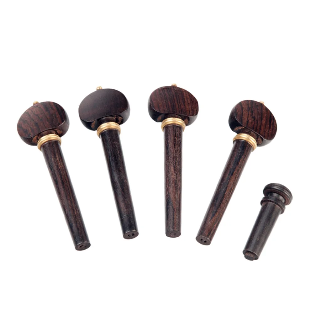 Finest Ebony 4/4 Scale Violin Tuning Pegs + Endpin Musical Instrument Violin Replacement Parts