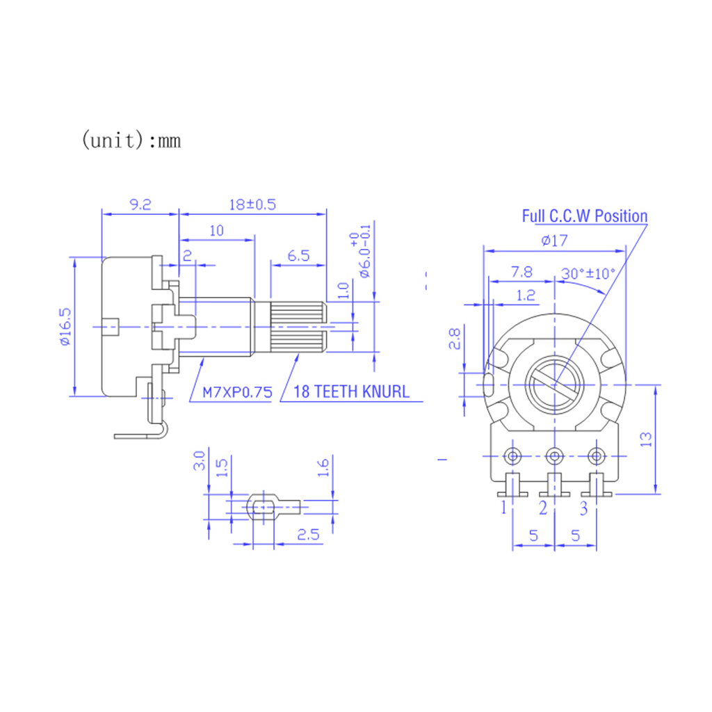 Guitar Speed Control Knobs Potentiometer 25K Combo 18mm Long Split Shafts