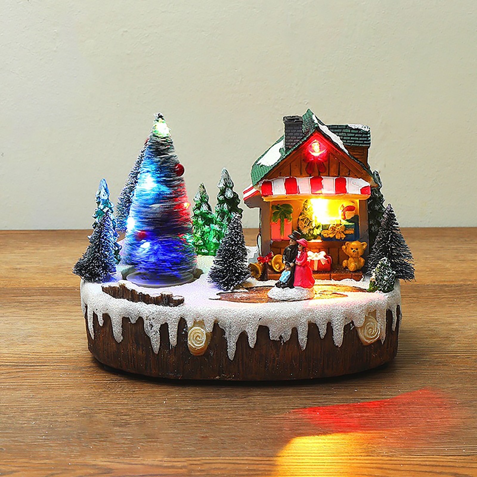 2022 Christmas Snow House Village Led Light Luminescent Decorations With Music Holiday Christmas Tree Festival House Home Decor|Figurines & Miniatures| - Aliexpress